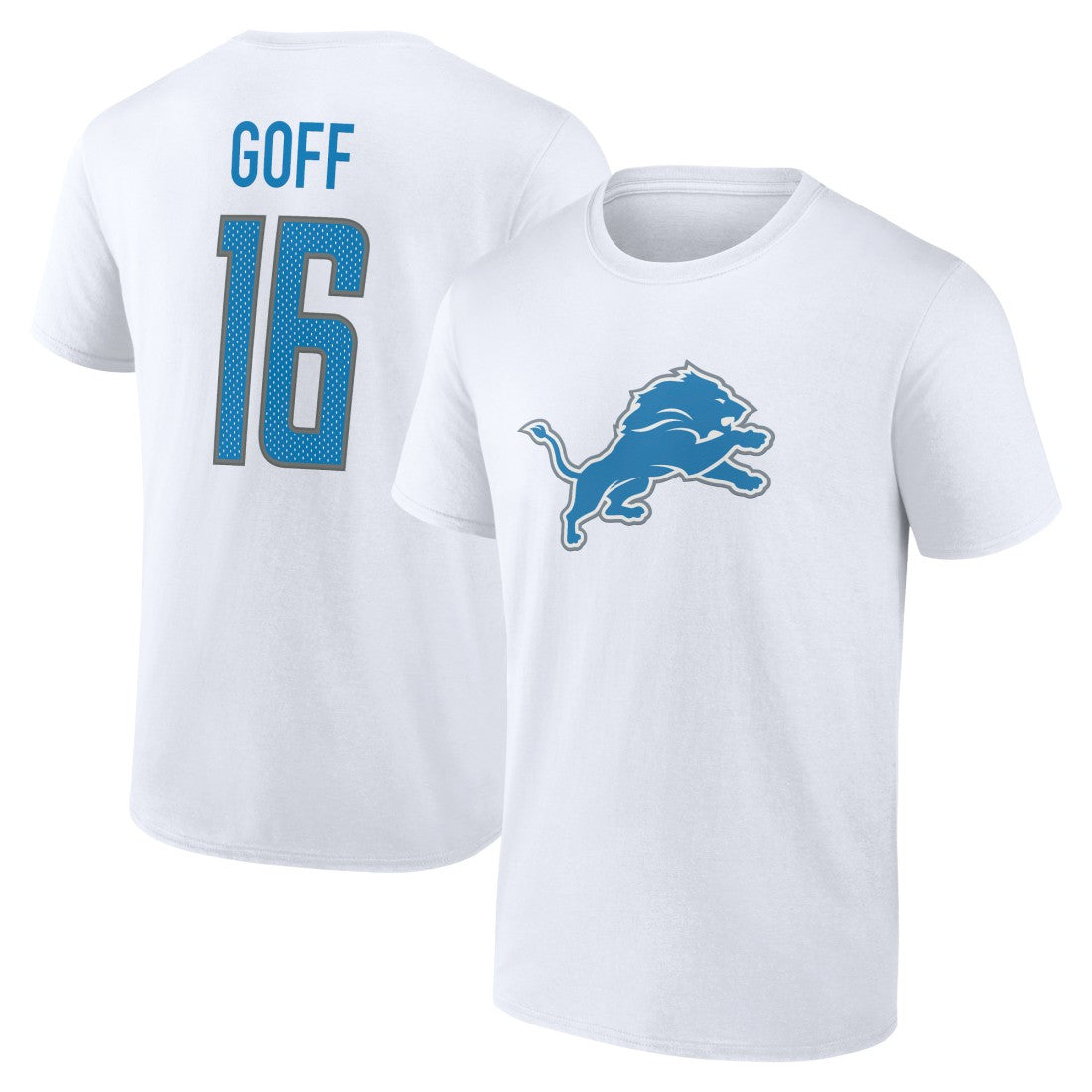 Jared Goff Detroit Lions Icon Player Name & Number T-Shirt White | NFL