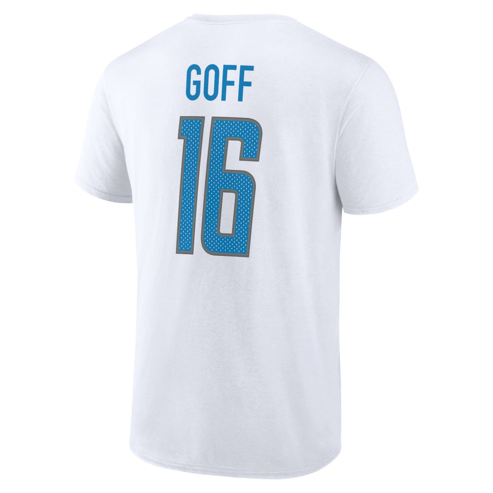 Jared Goff Detroit Lions Icon Player Name & Number T-Shirt White | NFL