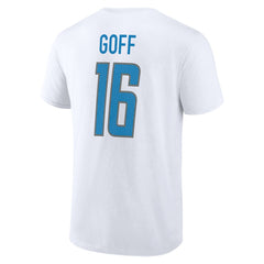 Jared Goff Detroit Lions Icon Player Name & Number T-Shirt White | NFL