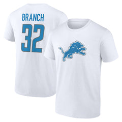 Brian Branch Detroit Lions Icon Player Name & Number T-Shirt White | NFL