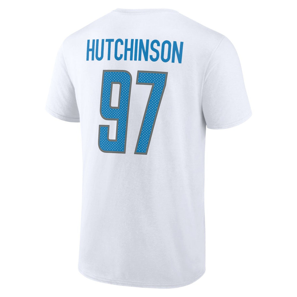 Aidan Hutchinson Detroit Lions Icon Player Name & Number T-Shirt White | NFL