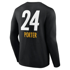 Joey Porter Jr. Pittsburgh Steelers Team Wordmark Player Name & Number Long Sleeve T-Shirt Black | NFL