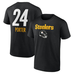 Joey Porter Jr. Pittsburgh Steelers Team Wordmark Player Name & Number T-Shirt Black | NFL