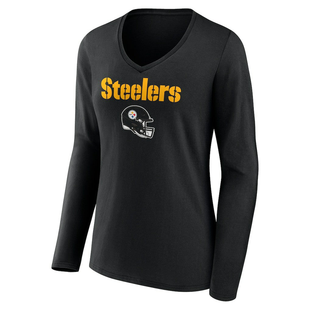 Joey Porter Jr. Pittsburgh Steelers Women's Team Wordmark Player Name & Number Long Sleeve V-Neck T-Shirt Black | NFL