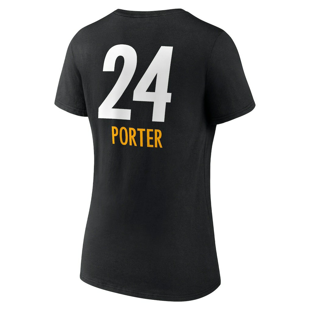 Joey Porter Jr. Pittsburgh Steelers Women's Team Wordmark Player Name & Number V-Neck T-Shirt Black | NFL