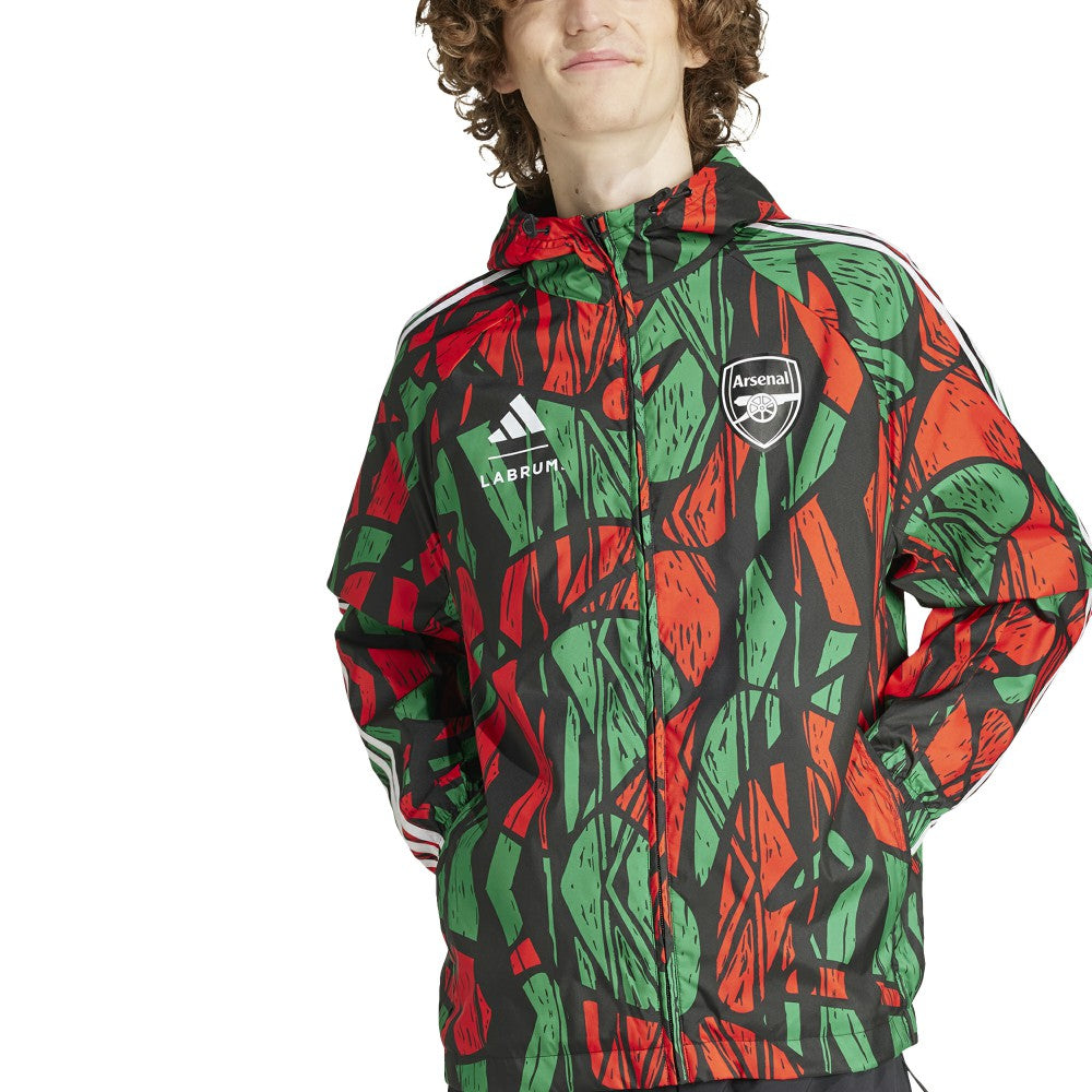 Arsenal x Labrum London 2024/25 Seasonal Full-Zip Hoodie Windbreaker Black | Adidas Online