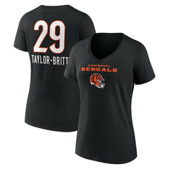 Cam Taylor-Britt Cincinnati Bengals Women's Team Wordmark Player Name & Number V-Neck T-Shirt Black | NFL
