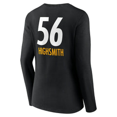 Alex Highsmith Pittsburgh Steelers Women's Team Wordmark Player Name & Number Long Sleeve V-Neck T-Shirt Black | NFL