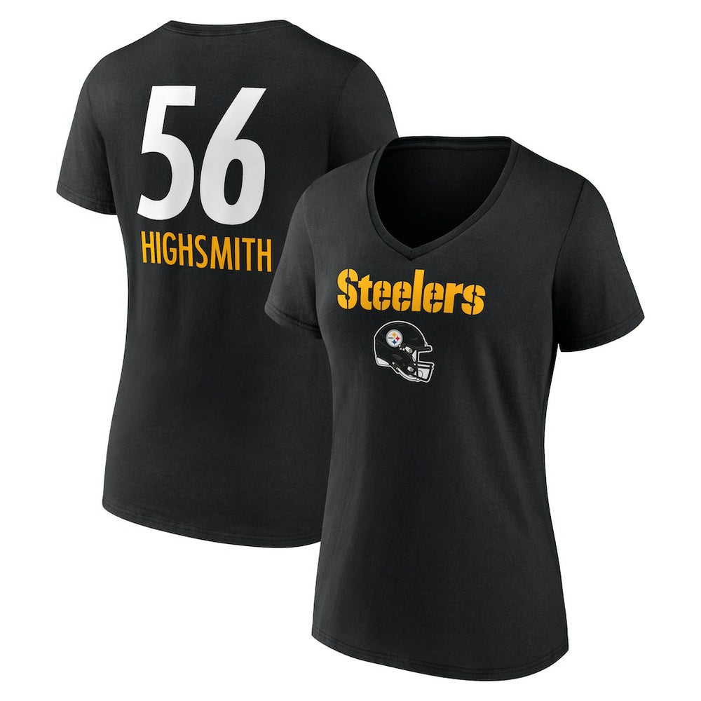 Alex Highsmith Pittsburgh Steelers Women's Team Wordmark Player Name & Number V-Neck T-Shirt Black | NFL