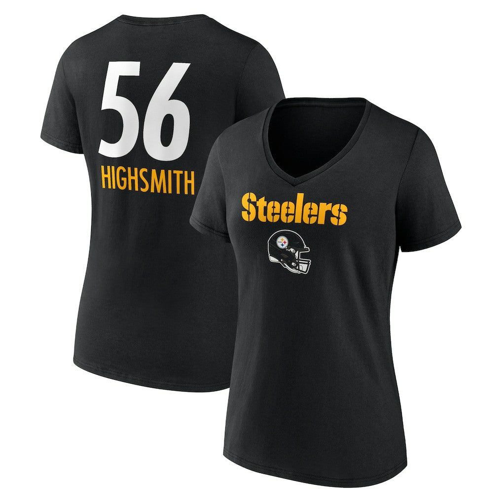 Alex Highsmith Pittsburgh Steelers Women's Team Wordmark Player Name & Number V-Neck T-Shirt Black | NFL