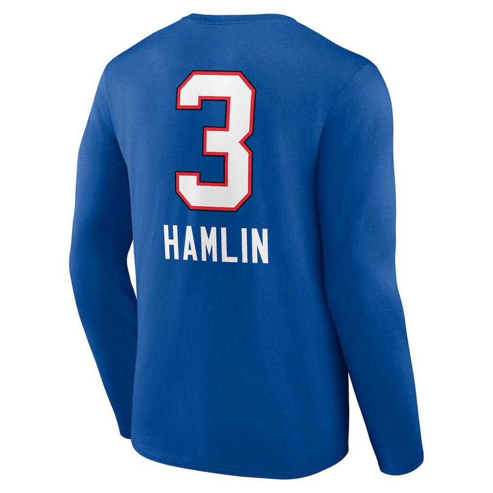 Damar Hamlin Buffalo Bills Team Wordmark Player Name & Number Long Sleeve T-Shirt Royal | NFL