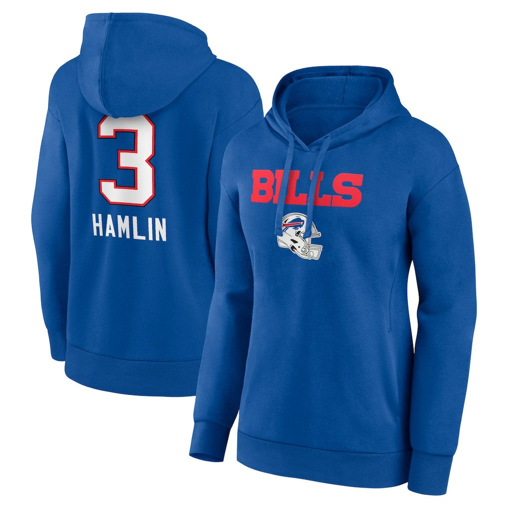 Damar Hamlin Buffalo Bills Women's Team Wordmark Player Name & Number Pullover Hoodie Royal | NFL