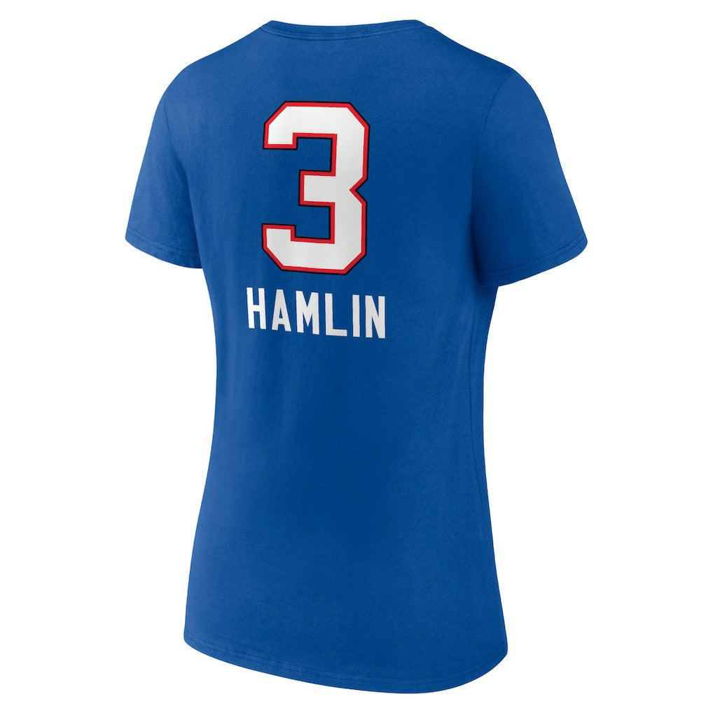 Damar Hamlin Buffalo Bills Women's Team Wordmark Player Name & Number V-Neck T-Shirt Royal | NFL