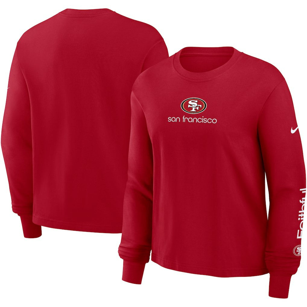 San Francisco 49ers Women's Boxy Long Sleeve T-Shirt Scarlet | Nike for Sale