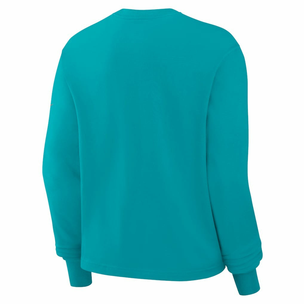 Miami Dolphins Women's Boxy Long Sleeve T-Shirt Aqua | Nike for Sale