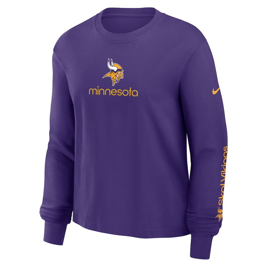 Minnesota Vikings Women's Boxy Long Sleeve T-Shirt Purple | Nike for Sale
