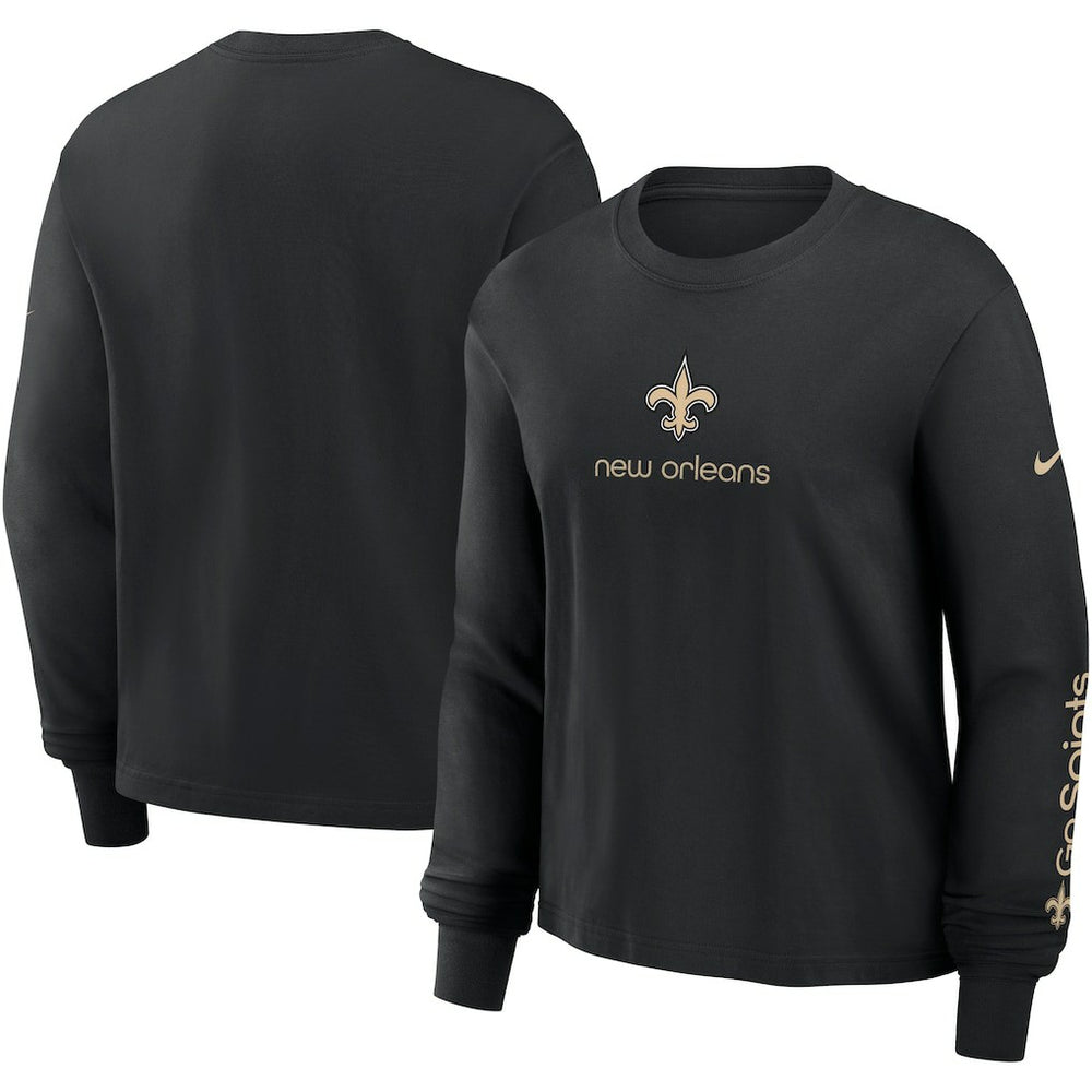 New Orleans Saints Women's Boxy Long Sleeve T-Shirt Black | Nike for Sale