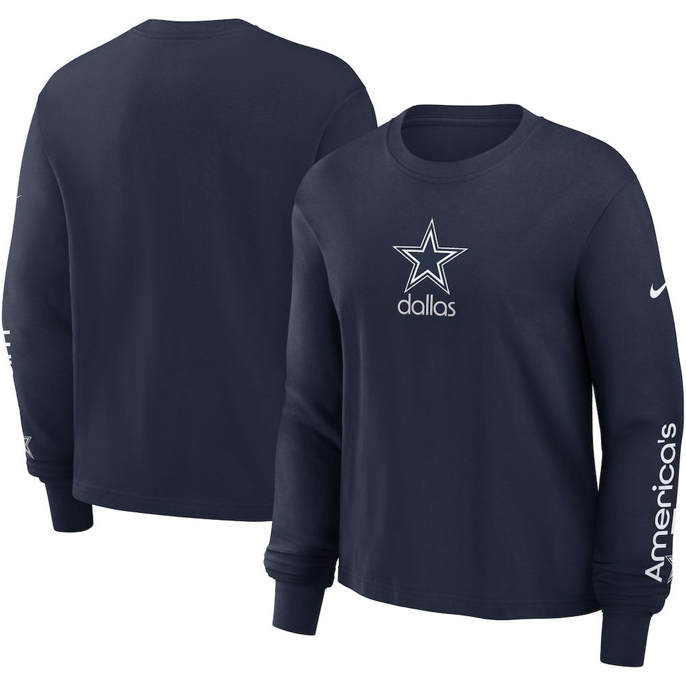 Dallas Cowboys Women's Boxy Long Sleeve T-Shirt Navy | Nike for Sale