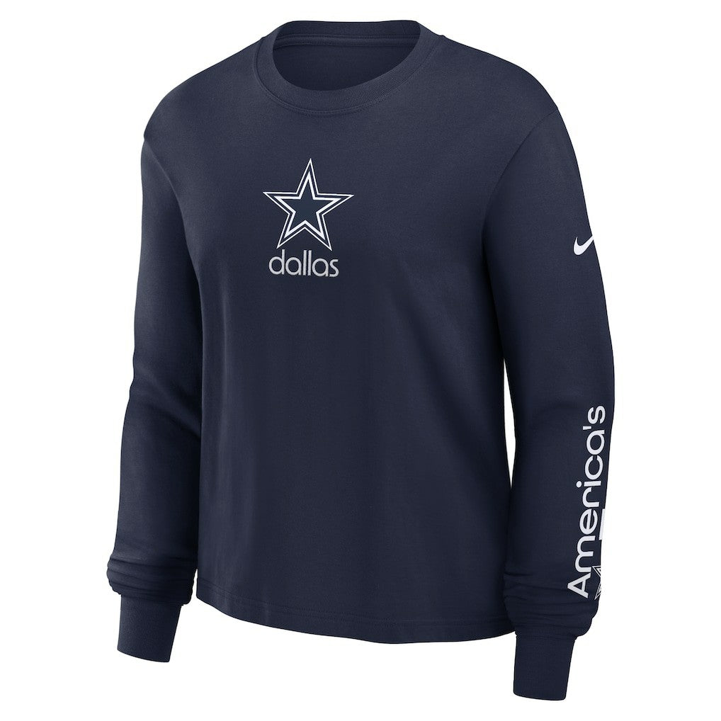 Dallas Cowboys Women's Boxy Long Sleeve T-Shirt Navy | Nike for Sale