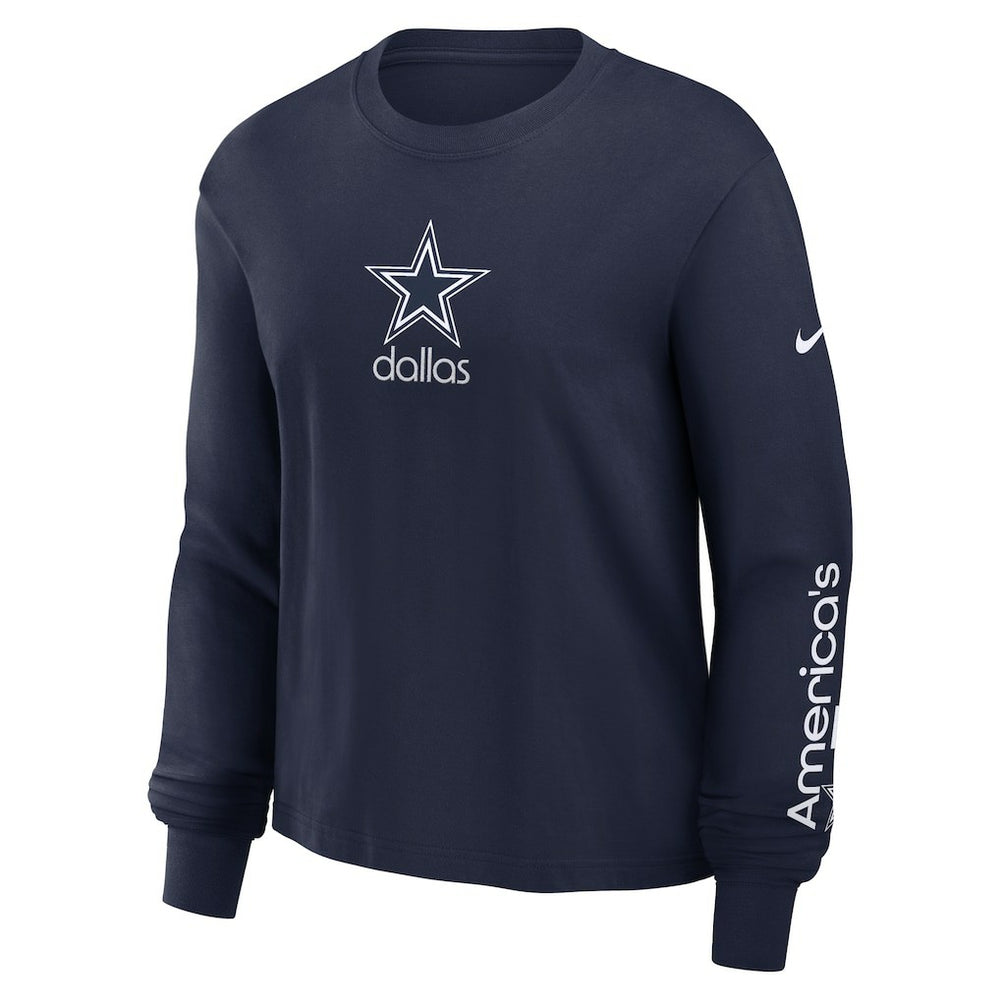 Dallas Cowboys Women's Boxy Long Sleeve T-Shirt Navy | Nike for Sale