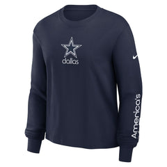 Dallas Cowboys Women's Boxy Long Sleeve T-Shirt Navy | Nike for Sale
