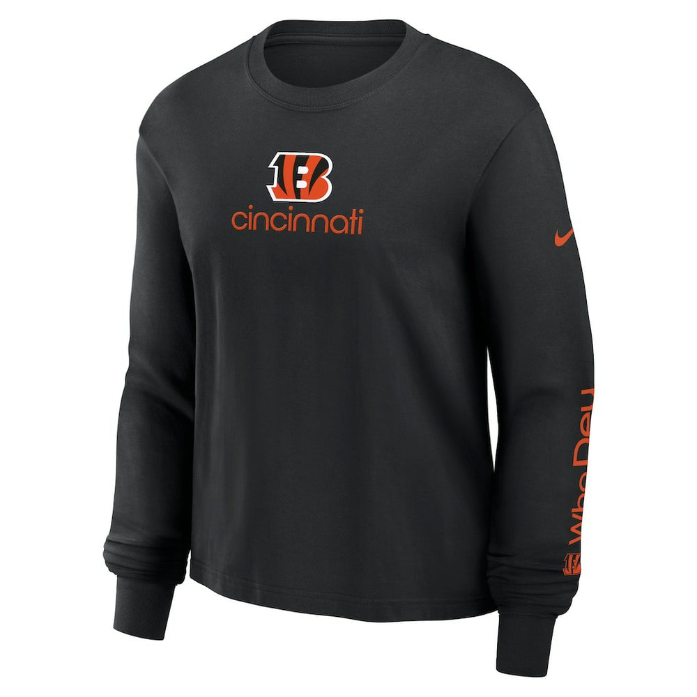 Cincinnati Bengals Women's Boxy Long Sleeve T-Shirt Black | Nike for Sale