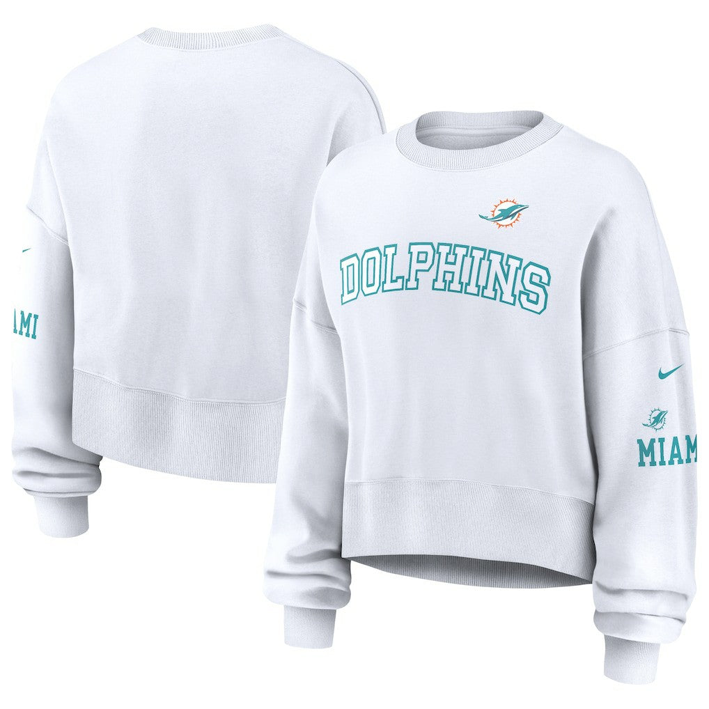 Miami Dolphins Women's Oversized Pullover Sweatshirt White | Nike for Sale