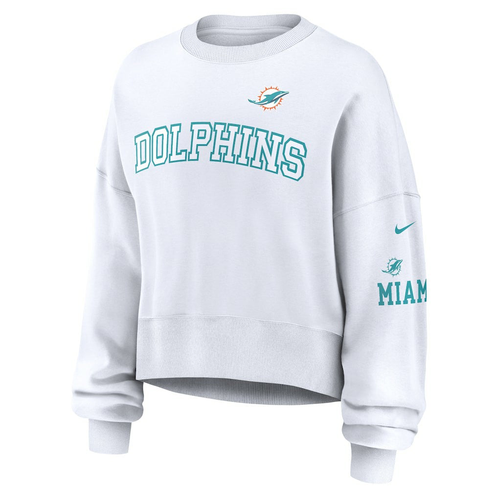 Miami Dolphins Women's Oversized Pullover Sweatshirt White | Nike for Sale