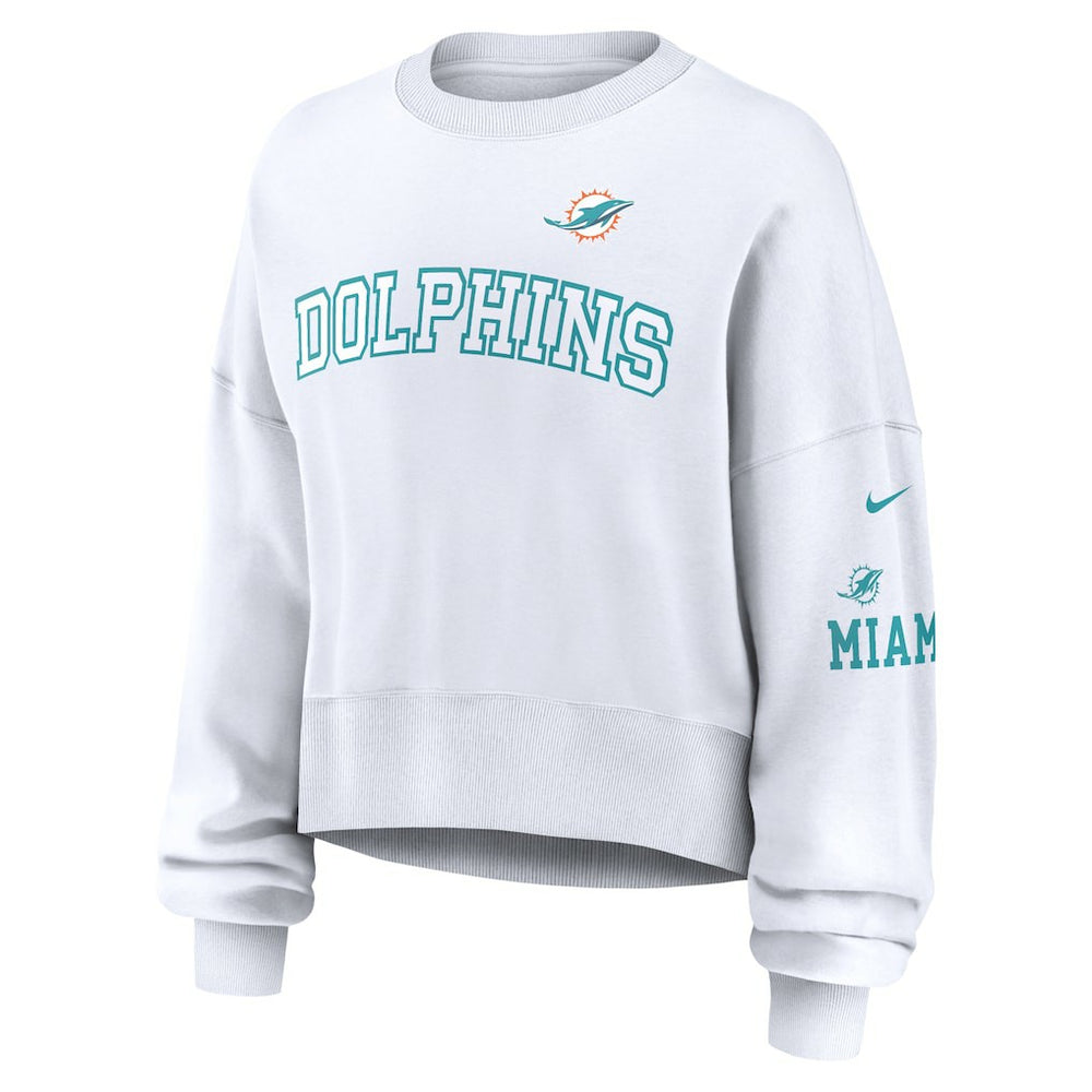 Miami Dolphins Women's Oversized Pullover Sweatshirt White | Nike for Sale