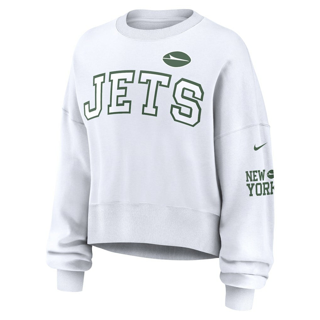 New York Jets Women's Oversized Pullover Sweatshirt White | Nike for Sale