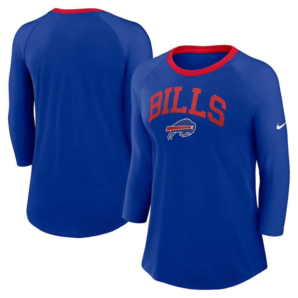 Buffalo Bills Women's 3/4 Sleeve Raglan Fashion Top Royal | Nike for Sale