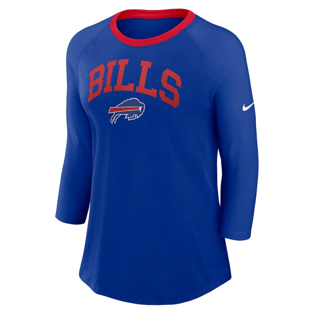 Buffalo Bills Women's 3/4 Sleeve Raglan Fashion Top Royal | Nike for Sale