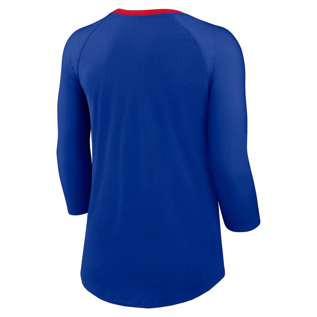 Buffalo Bills Women's 3/4 Sleeve Raglan Fashion Top Royal | Nike for Sale