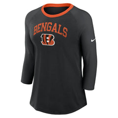Cincinnati Bengals Women's 3/4 Sleeve Raglan Fashion Top Black | Nike for Sale