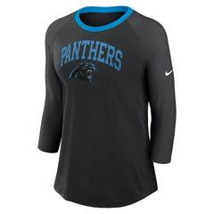 Carolina Panthers Women's 3/4 Sleeve Raglan Fashion Top Black | Nike for Sale