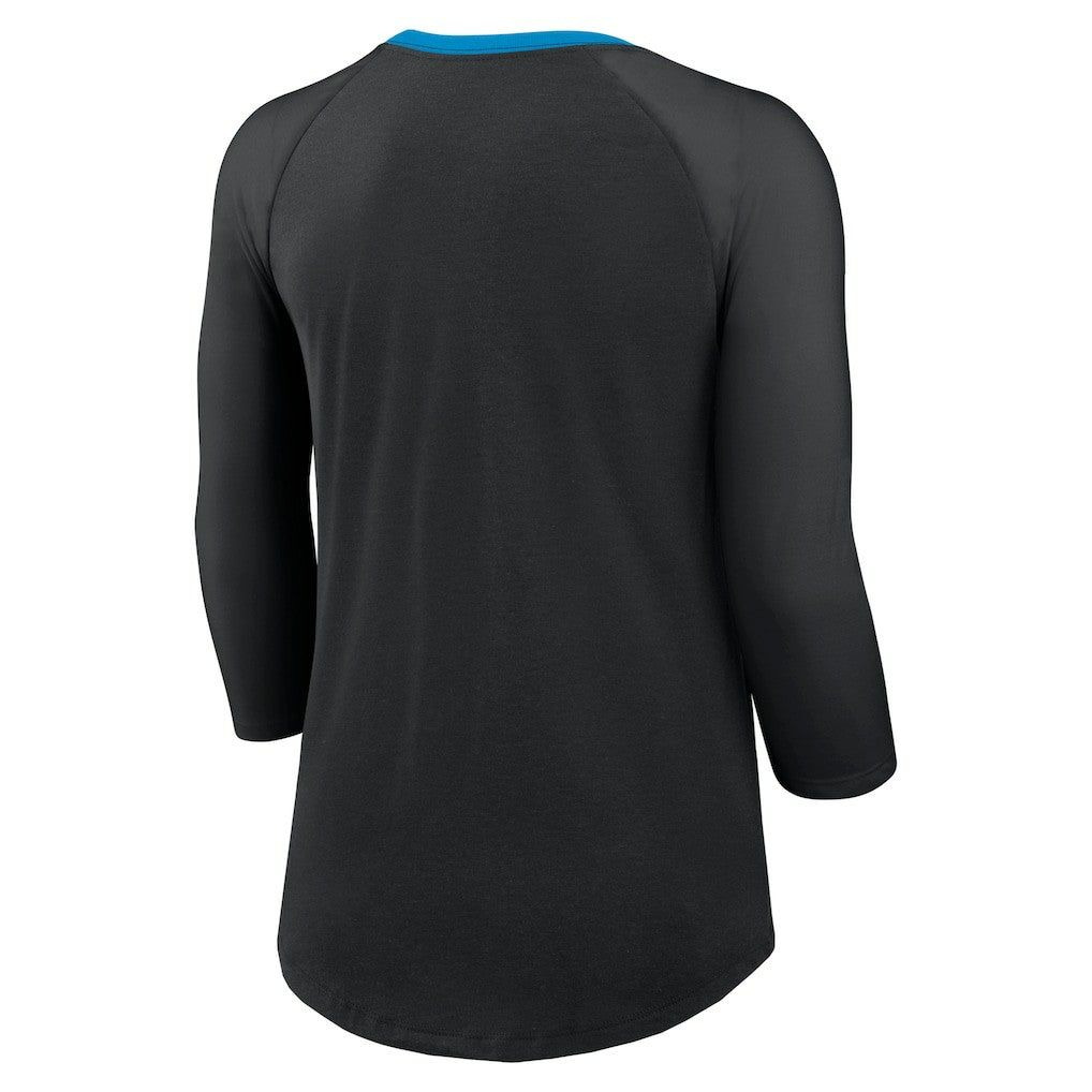 Carolina Panthers Women's 3/4 Sleeve Raglan Fashion Top Black | Nike for Sale