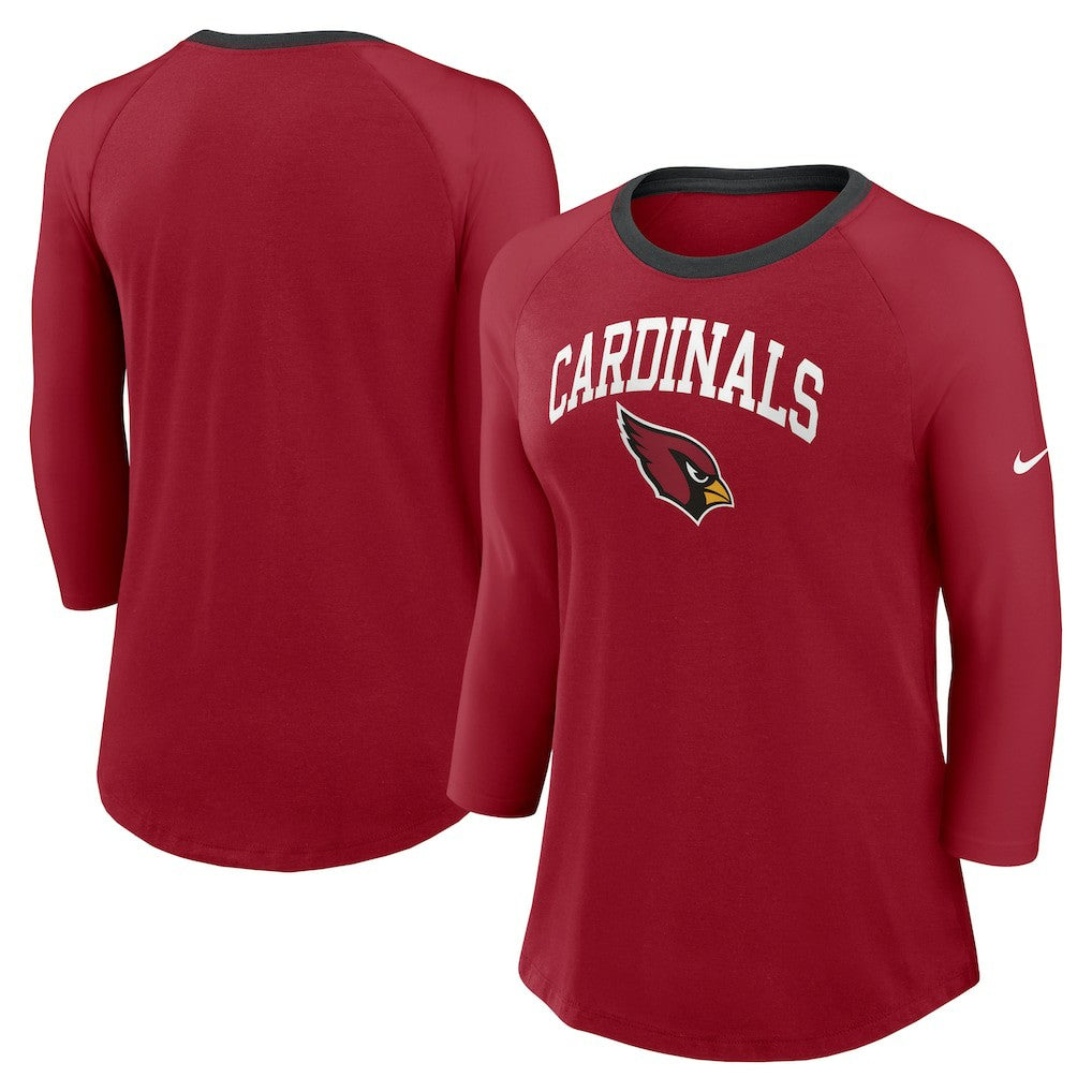 Arizona Cardinals Women's 3/4 Sleeve Raglan Fashion Top Cardinal | Nike for Sale