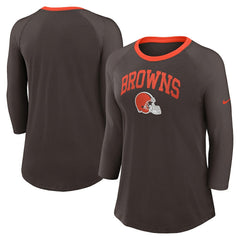Cleveland Browns Women's 3/4 Sleeve Raglan Fashion Top Brown | Nike for Sale