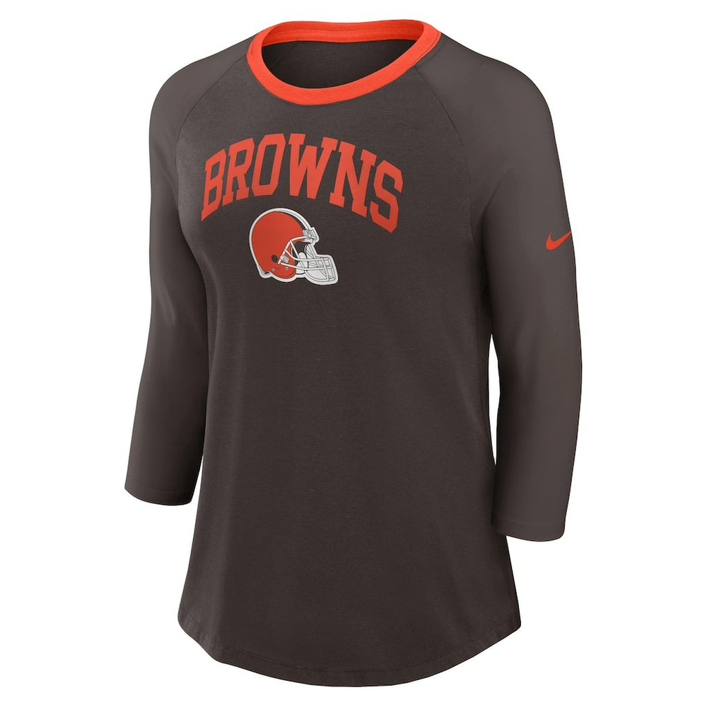 Cleveland Browns Women's 3/4 Sleeve Raglan Fashion Top Brown | Nike for Sale
