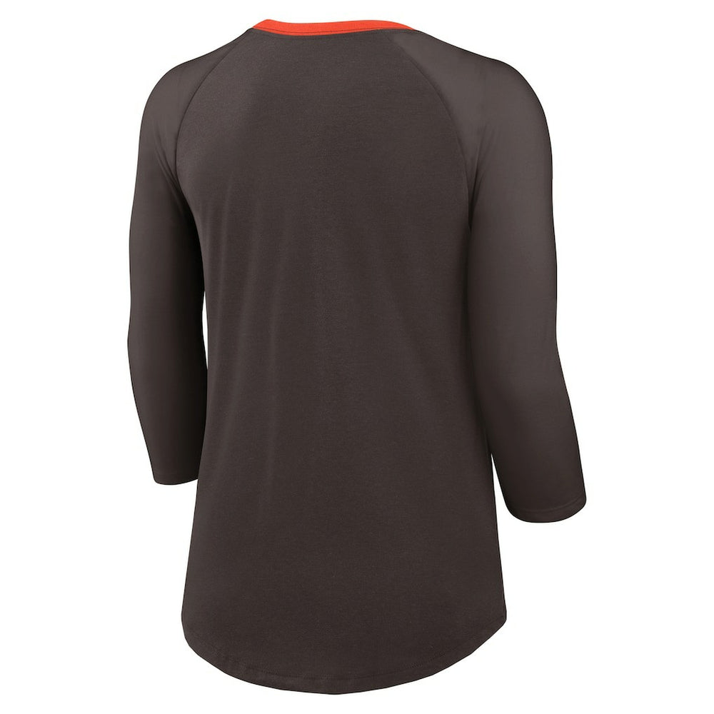 Cleveland Browns Women's 3/4 Sleeve Raglan Fashion Top Brown | Nike for Sale