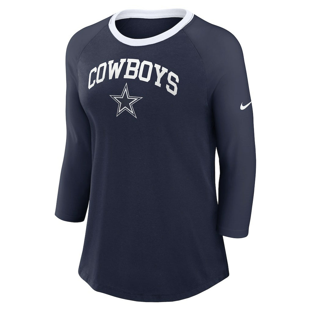 Dallas Cowboys Women's 3/4 Sleeve Raglan Fashion Top Navy | Nike for Sale