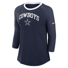 Dallas Cowboys Women's 3/4 Sleeve Raglan Fashion Top Navy | Nike for Sale