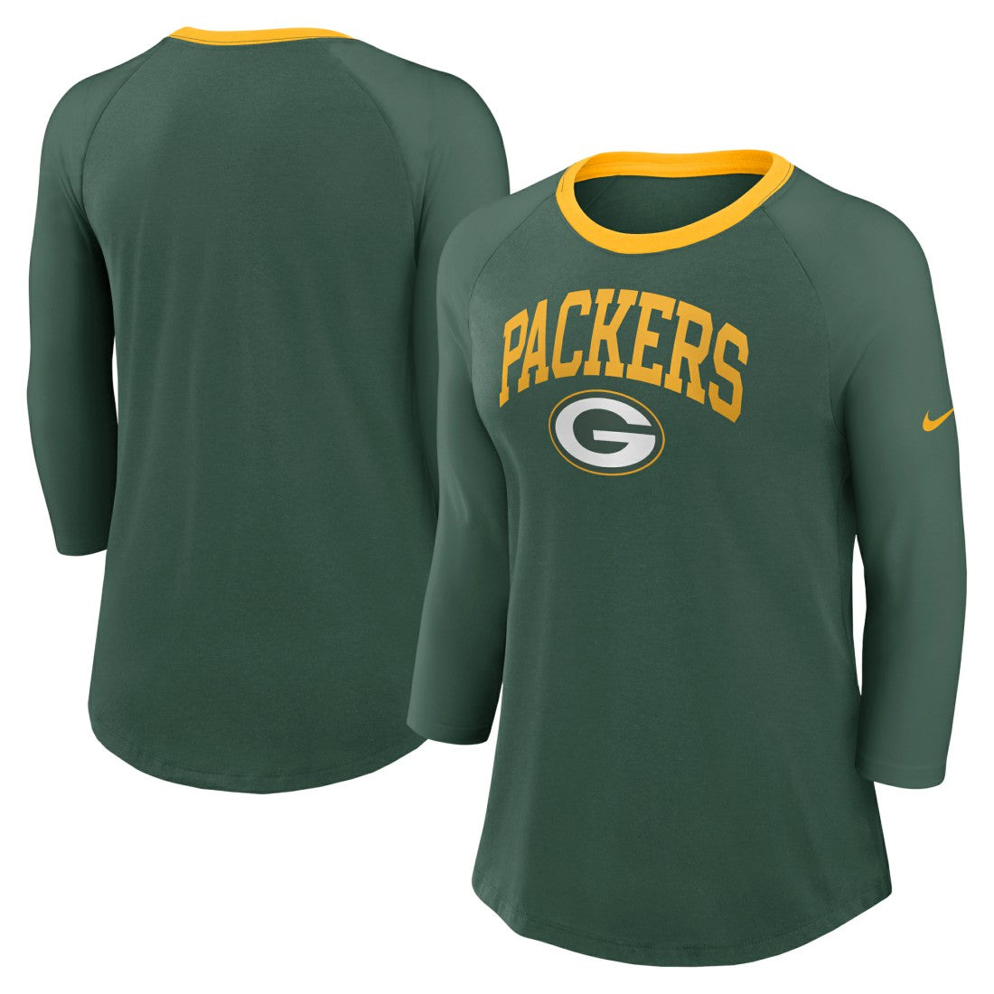 Green Bay Packers Women's 3/4 Sleeve Raglan Fashion Top Green | Nike for Sale