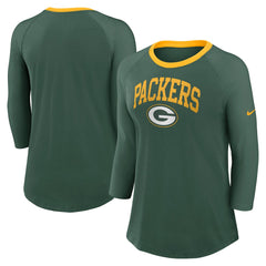 Green Bay Packers Women's 3/4 Sleeve Raglan Fashion Top Green | Nike for Sale