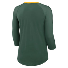 Green Bay Packers Women's 3/4 Sleeve Raglan Fashion Top Green | Nike for Sale