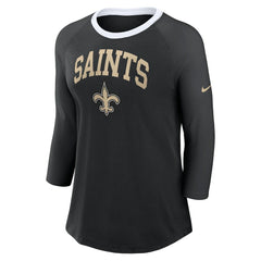 New Orleans Saints Women's 3/4 Sleeve Raglan Fashion Top Black | Nike for Sale