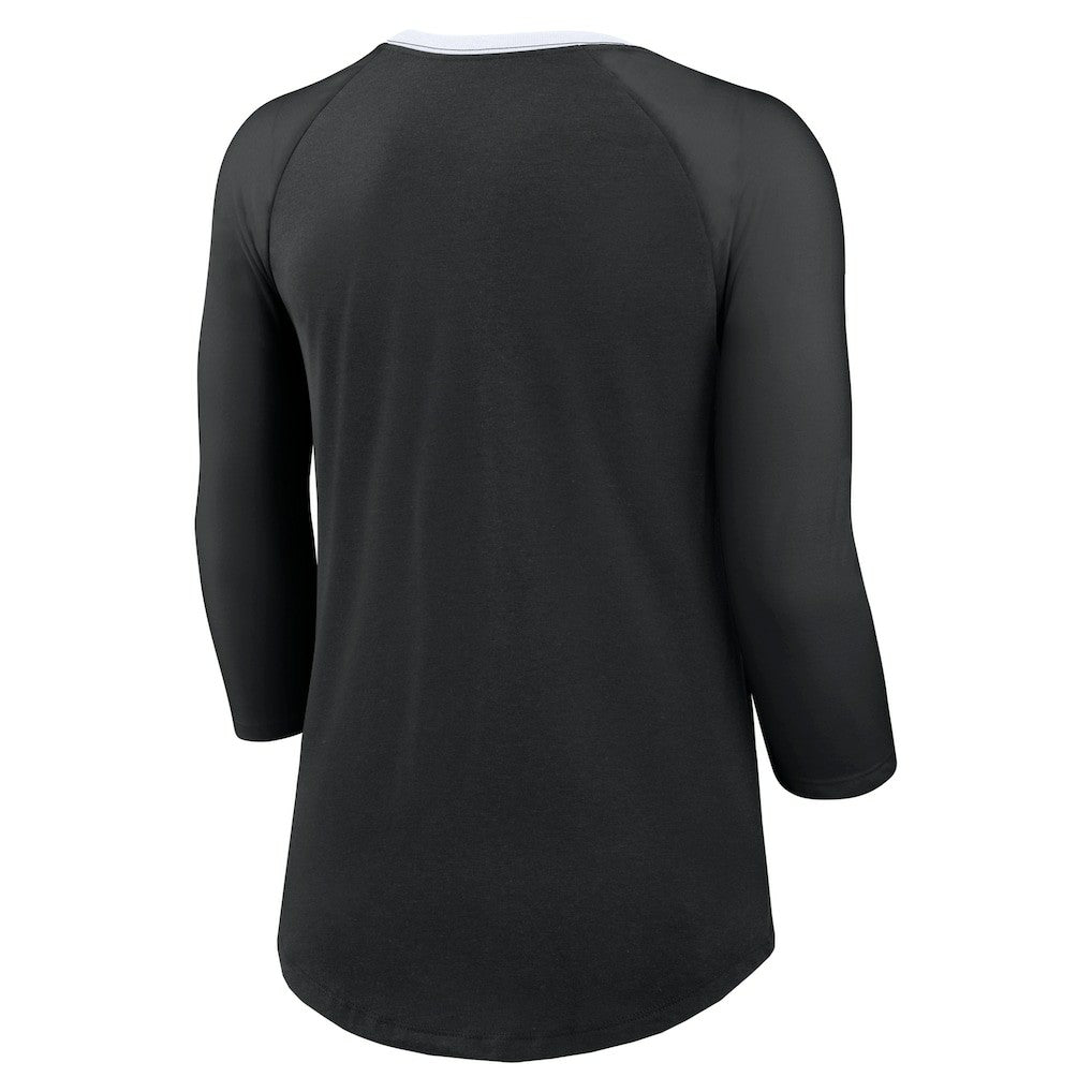 New Orleans Saints Women's 3/4 Sleeve Raglan Fashion Top Black | Nike for Sale