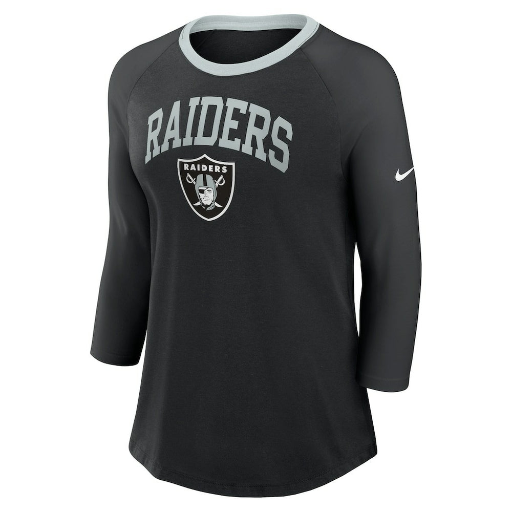 Las Vegas Raiders Women's 3/4 Sleeve Raglan Fashion Top Black | Nike for Sale