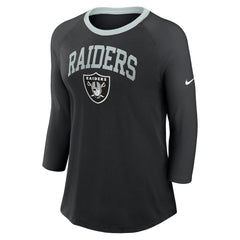 Las Vegas Raiders Women's 3/4 Sleeve Raglan Fashion Top Black | Nike for Sale