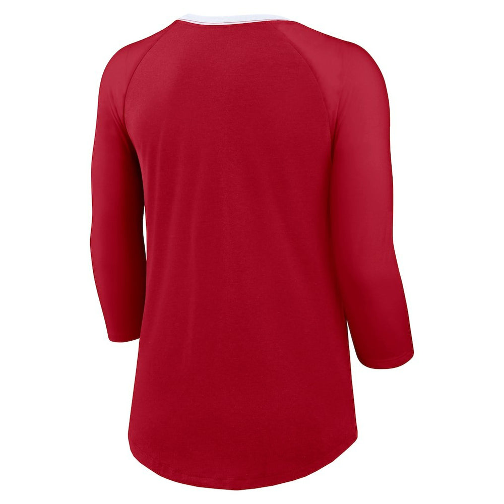 San Francisco 49ers Women's 3/4 Sleeve Raglan Fashion Top Scarlet | Nike for Sale